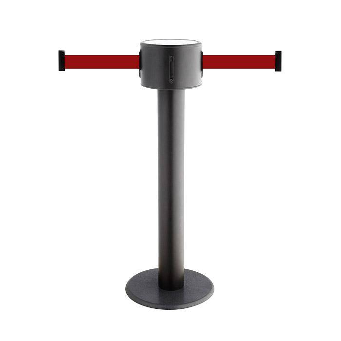 Absperr-Pfosten "GLAD 85" - Gurtlänge 2x9 m - Höhe 1 m - Metall/ Guss - Gurt dunkelrot