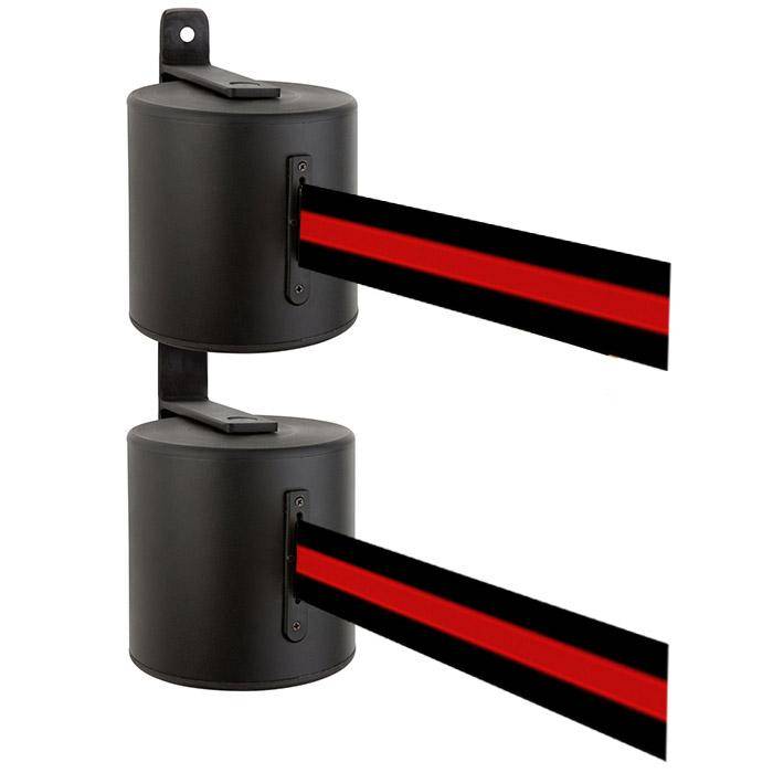 Sperr-Gurt "GLWD 2000" - Gurtlänge 2x20 m/ Breite 5 cm - Gurt schwarz/rot gestreift - Metall schwarz