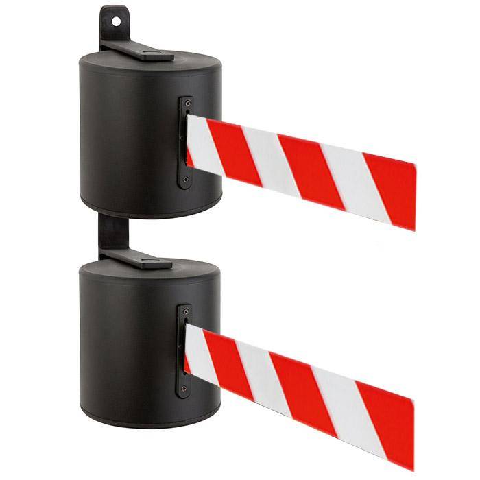 Sperr-Gurt "GLWD 2000" - Gurtlänge 2x20 m/ Breite 5 cm - Gurt weiß/rot diag. - Metall schwarz