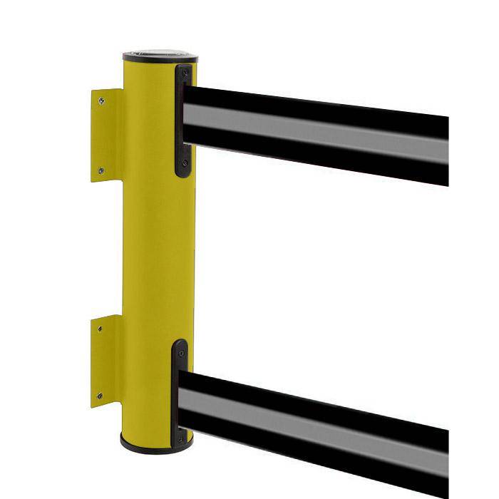 Sperr-Gurt - "GLWD 45" - 2x2,3 m/ Breite ca. 5 cm - Gehäuse gelb - Gurt schwarz/grau gestreift - Metall - mit Panikverschluß