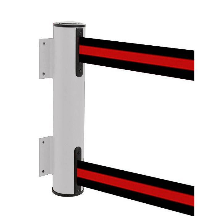 Sperr-Gurt - "GLWD 45" - 2x2,3 m/ Breite ca. 5 cm - Gehäuse weiß - Gurt schwarz/rot gestreift - Metall - mit Panikverschluß