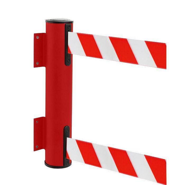 Sperr-Gurt - "GLWD 45" - 2x2,3 m/ Breite ca. 5 cm - Gehäuse rot - Gurt weiß/rot diag. - Metall - mit Panikverschluß