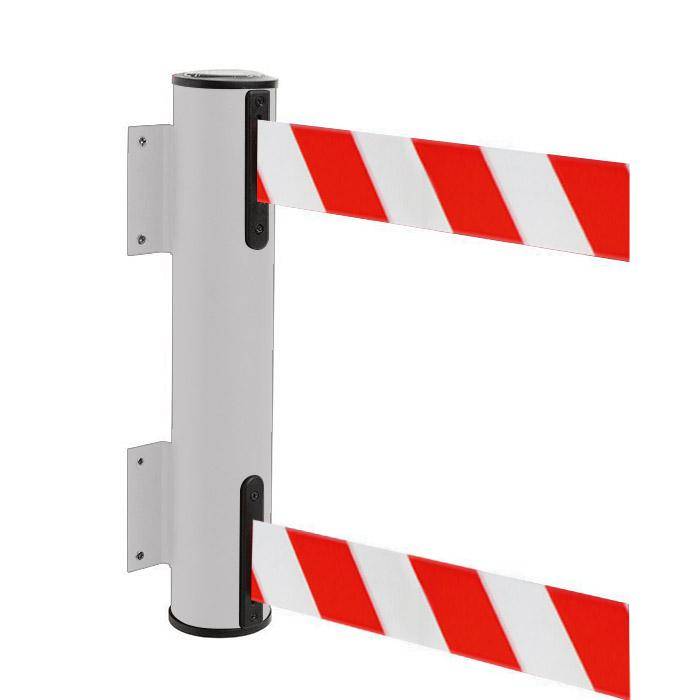 Sperr-Gurt "GLWD 25" - Gurtlänge 2x4 m/ Breite 5 cm - Metall, lackiert - Gurt weiß/rot diag.