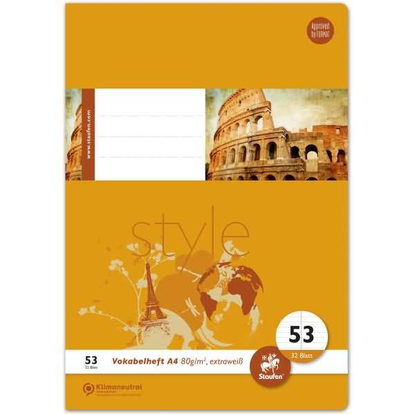 Vokabelheft Style A4 9mm liniert mit 1 MST Lineatur 53 32 Blatt