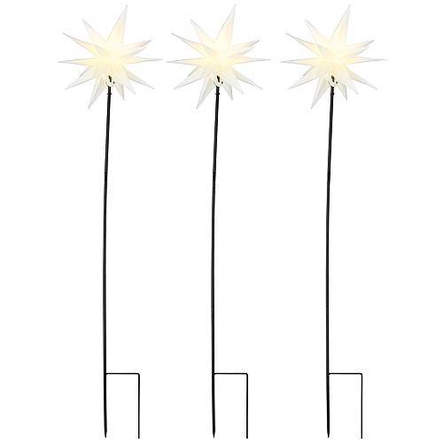 Kunststoffsterne weiß 35cm mit Bodenspieß 3er-Set CAS6400