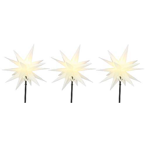 Kunststoffsterne weiß 35cm mit Bodenspieß 3er-Set CAS6400