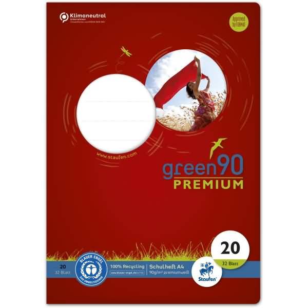 Schulheft Green A4 blanko Lineatur 20 32 Blatt