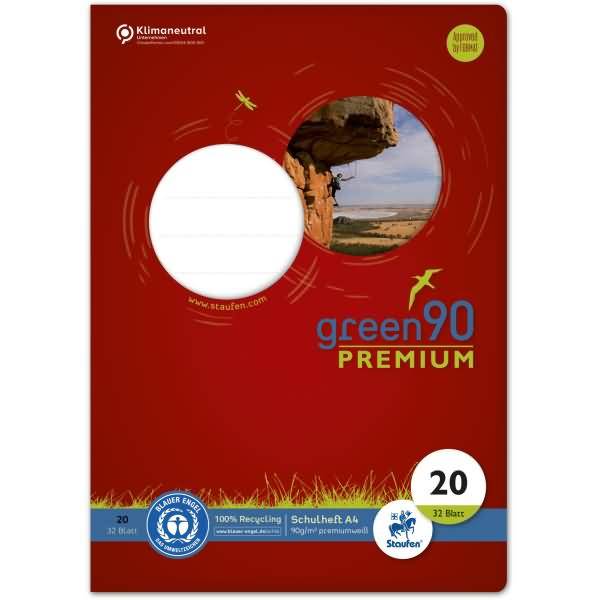 Schulheft Green A4 blanko Lineatur 20 32 Blatt