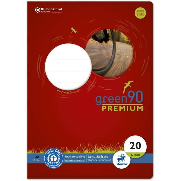 Schulheft Green A4 blanko Lineatur 20 32 Blatt