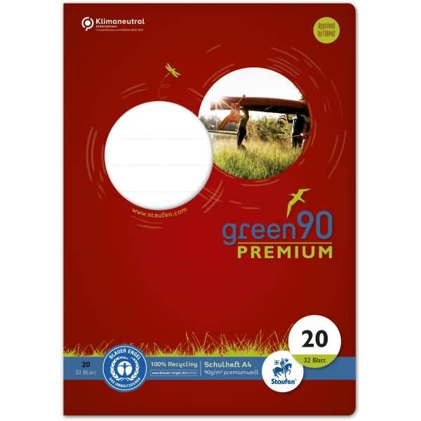 Schulheft Green A4 blanko Lineatur 20 32 Blatt