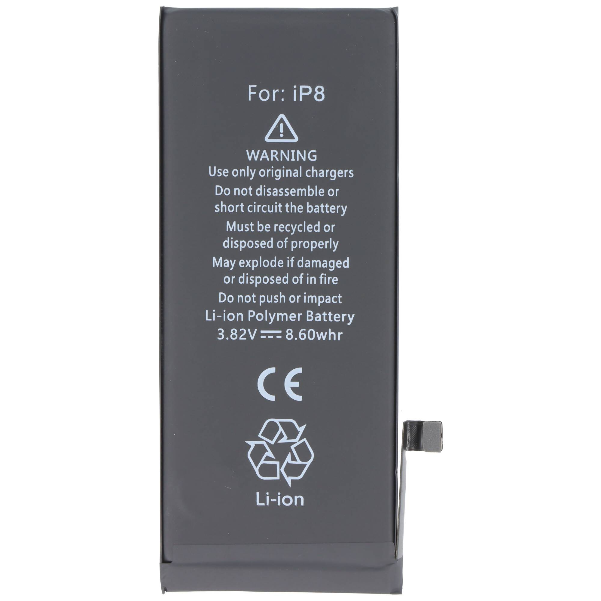 Akku passend für Apple iPhone 8, Li-Polymer, 3,82V, 1980mAh, 7,6Wh, high capacity, built-in, ohne Werkzeug