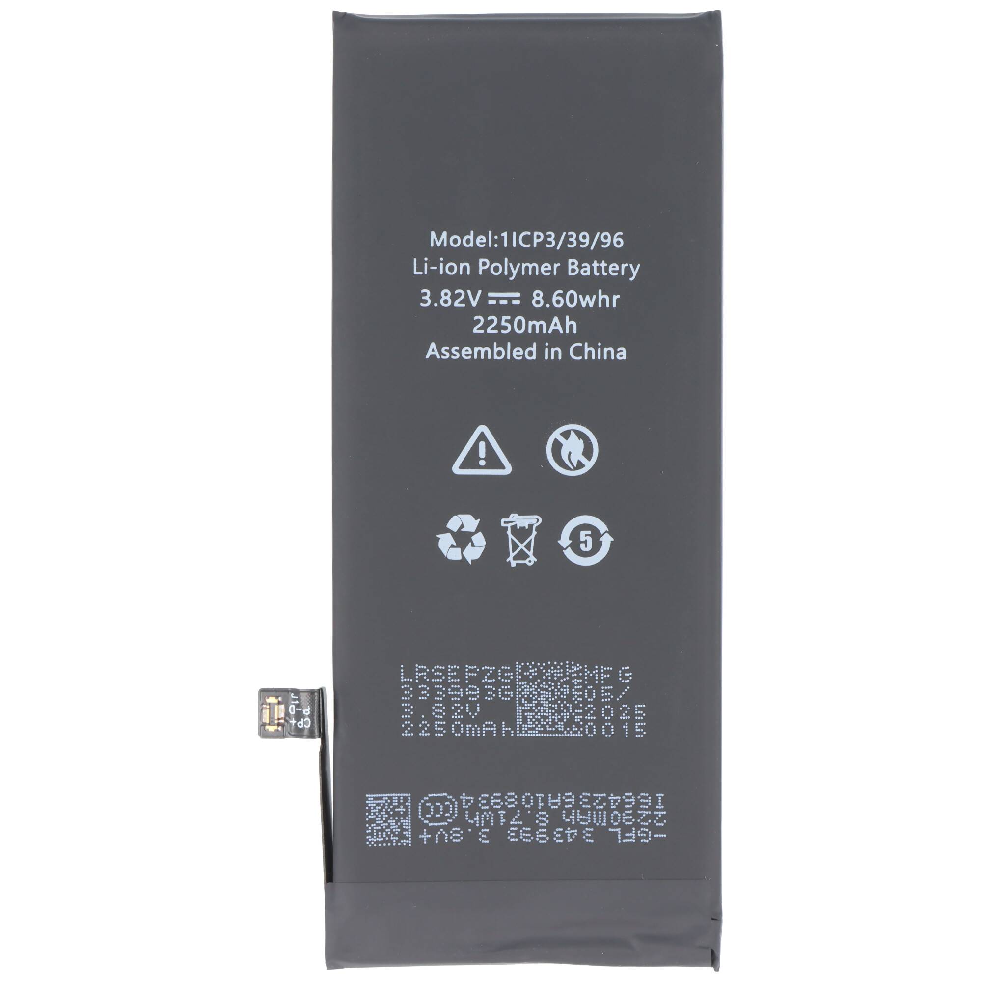 Akku passend für Apple iPhone 8, Li-Polymer, 3,82V, 1980mAh, 7,6Wh, high capacity, built-in, ohne Werkzeug