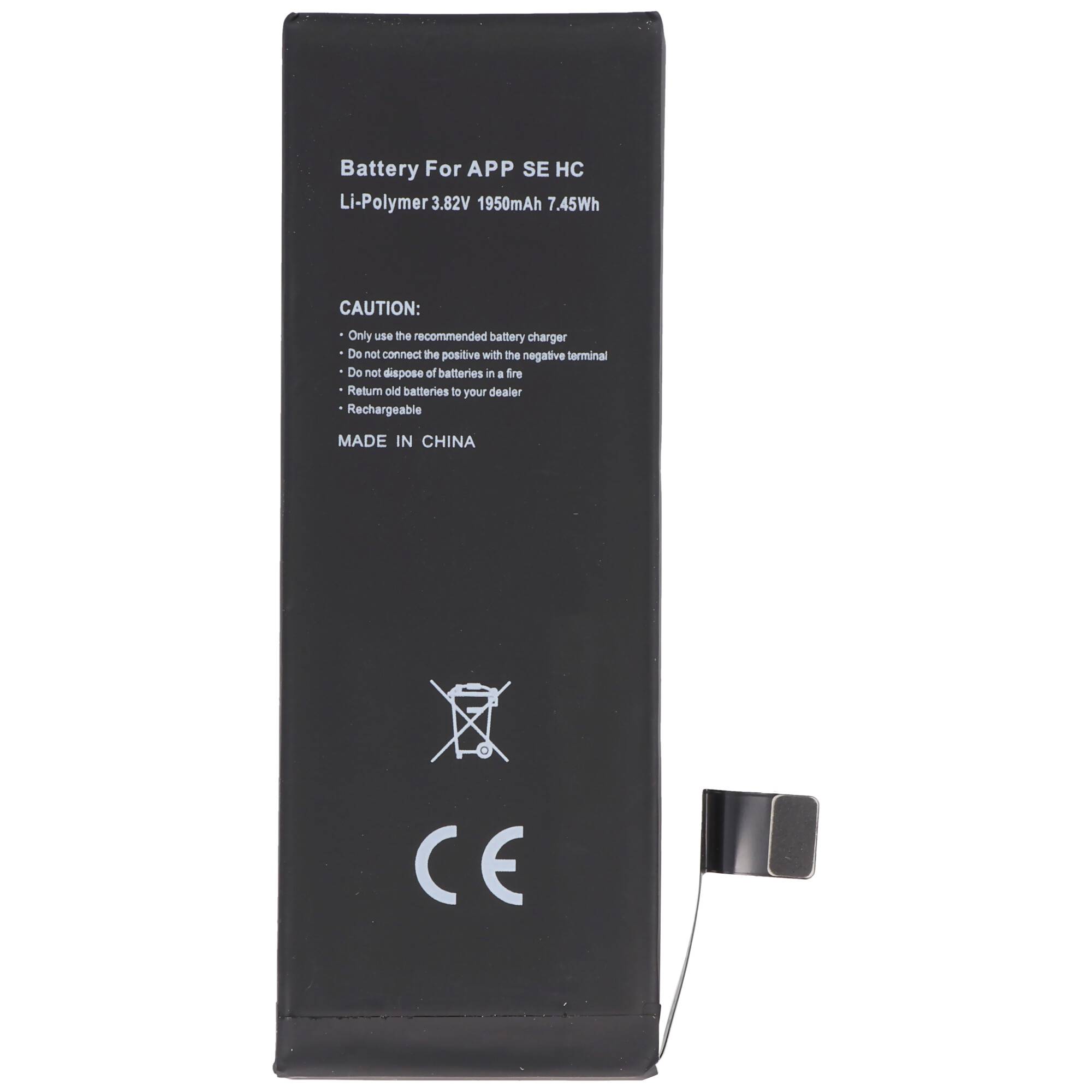 1950mAh Akku für Apple iPhone SE, Li-Polymer, 3,82V 7,4Wh hohe Kapazität, ohne Werkzeug