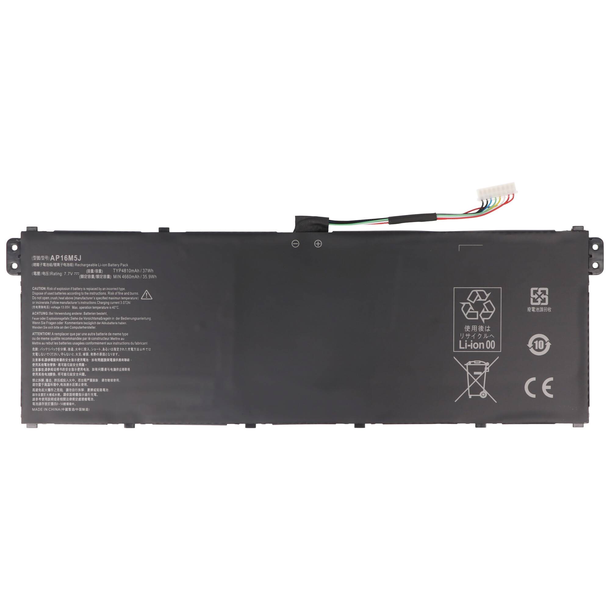 Akku passend für ACER Aspire 3 A315-34, AP16M5J, Li-Polymer, 7.74V, 4780mAh, 37Wh, built-in, ohne Werkzeug