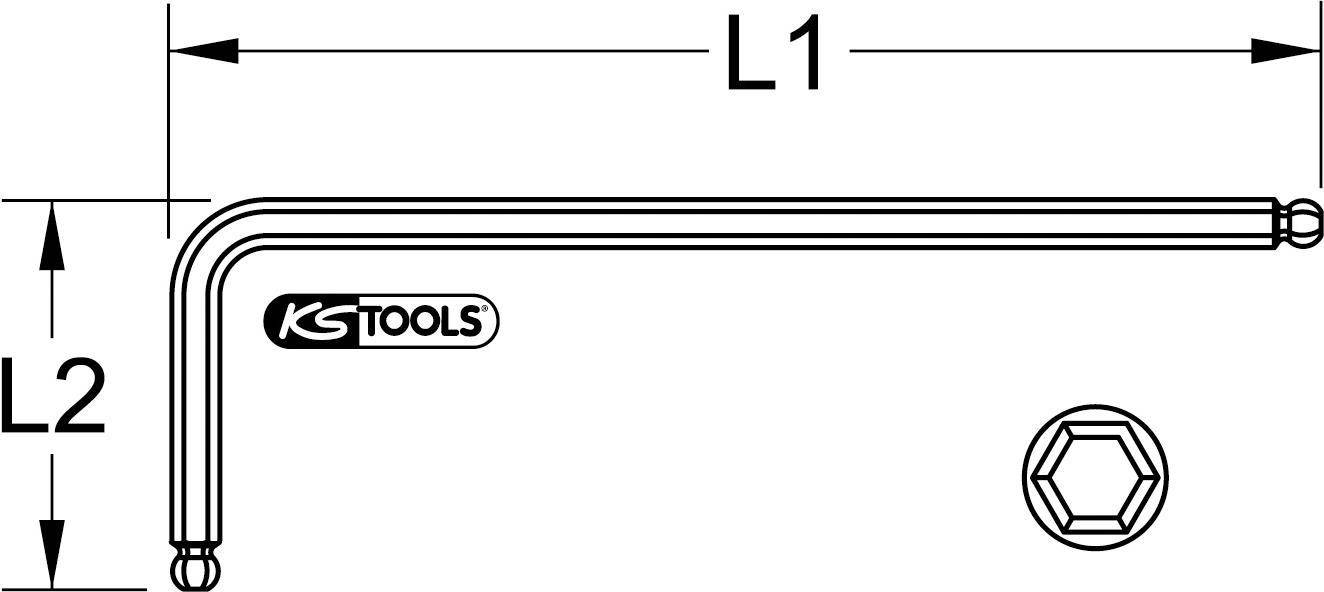 KS TOOLS Werkzeuge-Maschinen GmbH Doppel-Kugelkopf-Innensechskant-Winkelstiftschlüssel, XL, 2,5mm, Lila (151.43025)