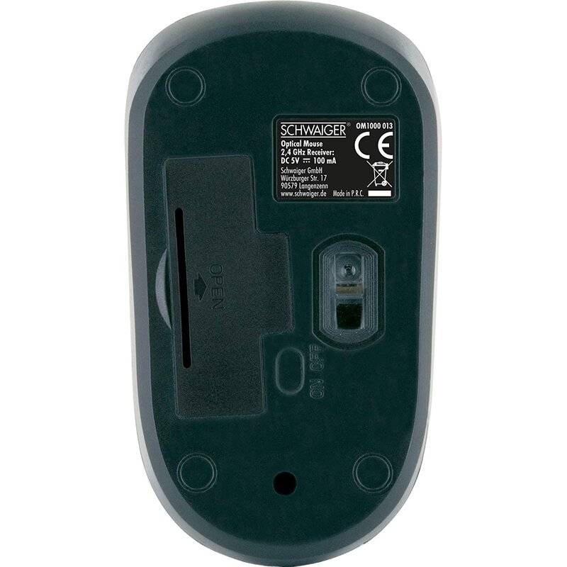 Schwaiger Maus Kabellos Bluetooth Mouse 1200dpi 2,4GHz Optische Funkmaus kompatibel mit Notebook, PC, Office