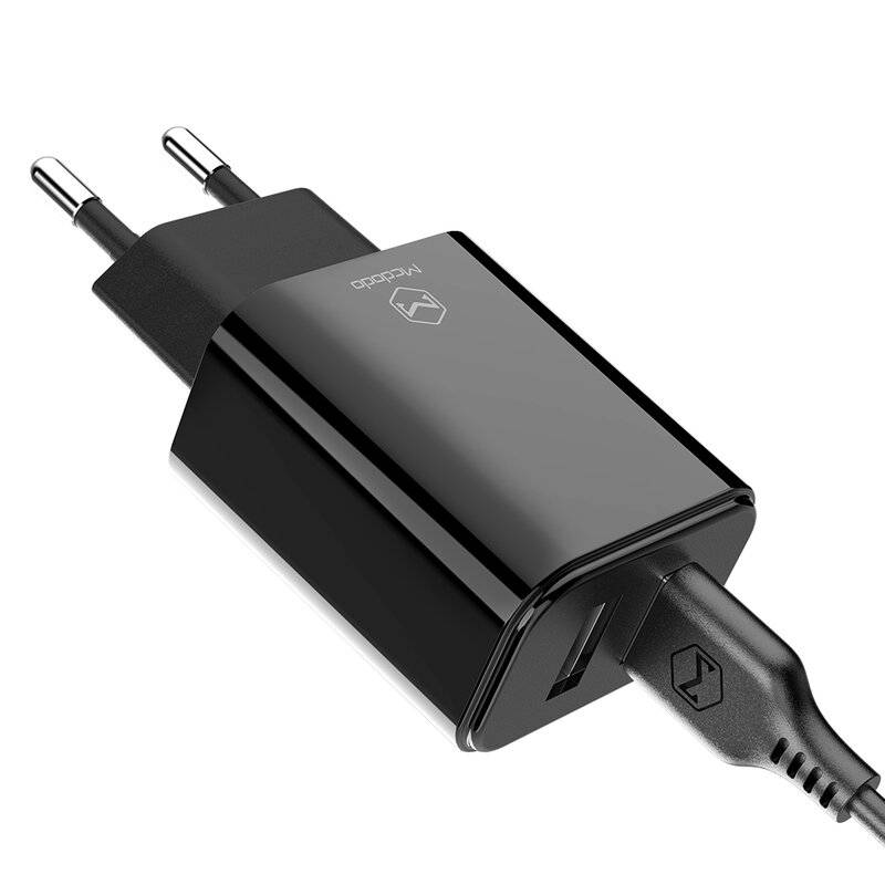 Mcdodo 2x USB Wandladegerät 2.4A Fast Charging Schnell Ladegerät Netzteil für Handys schwarz