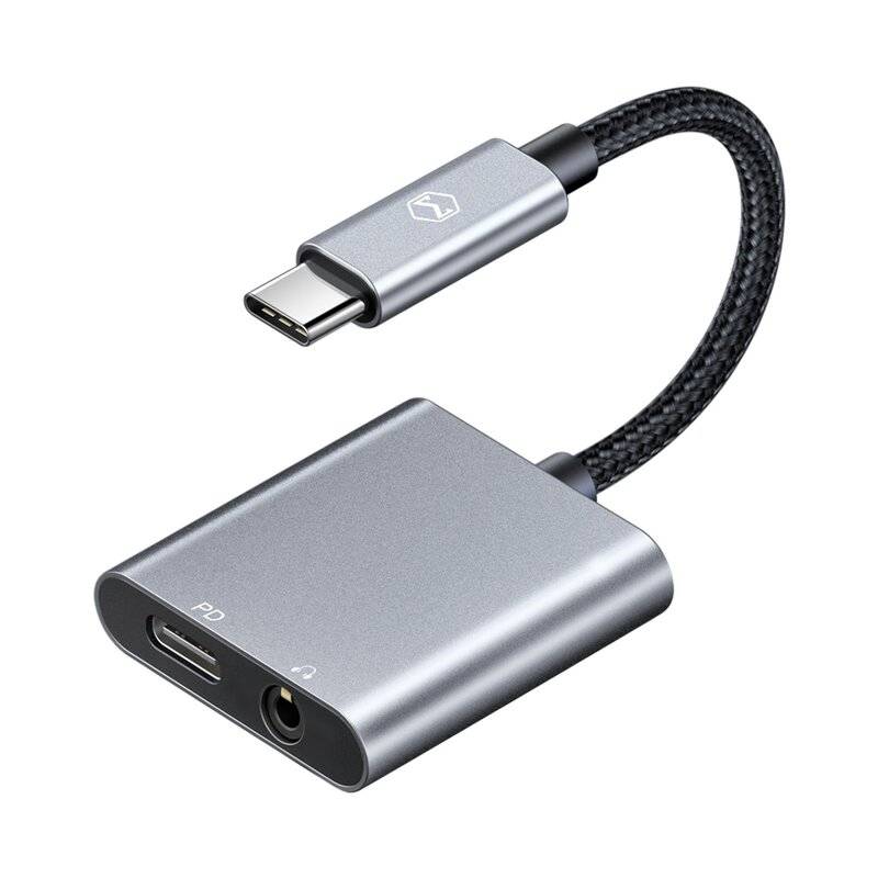 Mcdodo Adapter USB-C - 3,5mm jack Aux Mini Buchse Anschluss + Typ-C Port Converter USB HUB USB-C in grau