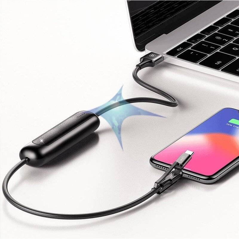 Baseus Portable 3in1 Power Bank 2600mAh Externer Akku mit Micro-USB,Lightning,Typ-C Kabel Ladegerät Ladekabel