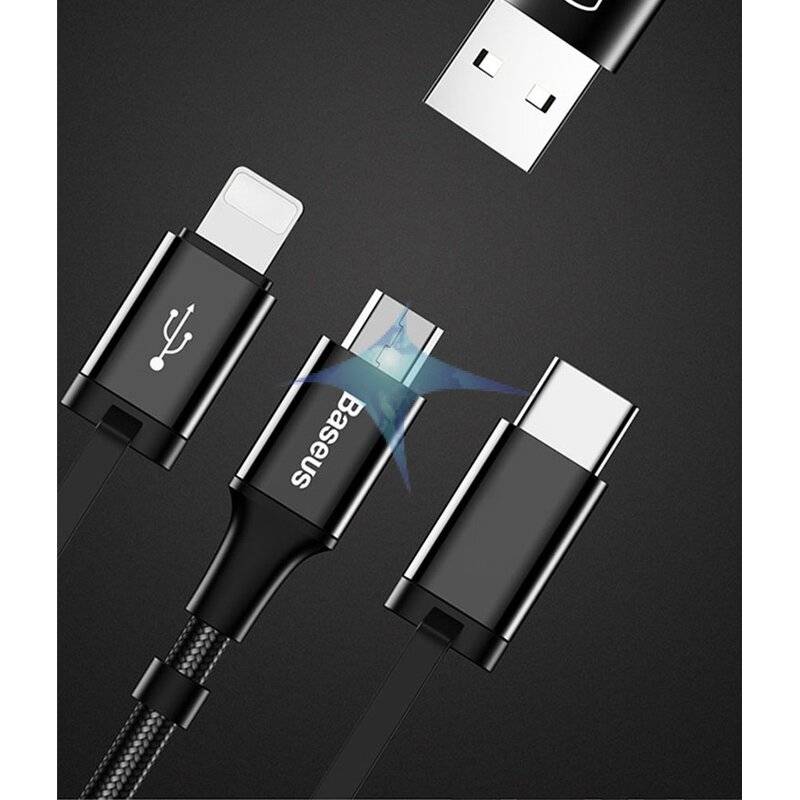 Baseus Portable 3in1 Power Bank 2600mAh Externer Akku mit Micro-USB,Lightning,Typ-C Kabel Ladegerät Ladekabel