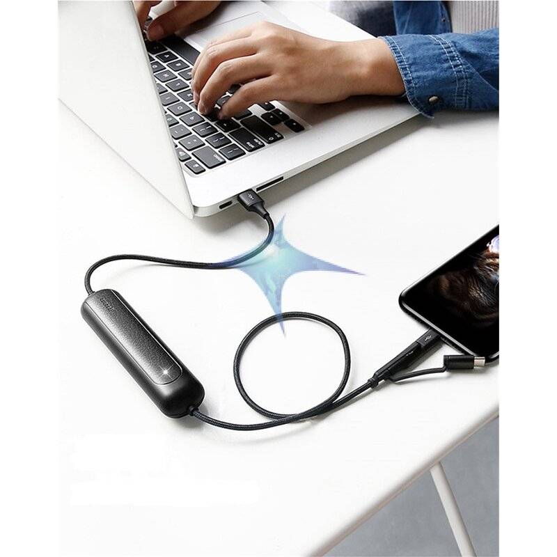 Baseus Portable 3in1 Power Bank 2600mAh Externer Akku mit Micro-USB,Lightning,Typ-C Kabel Ladegerät Ladekabel