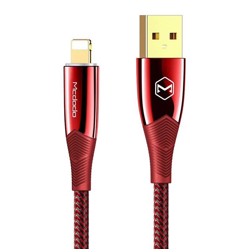 Mcdodo Shark 3A Lightning Ladekabel Nylon Bruchsicher Datenkabel Schnell Ladegerät Fast Charge für iPhone 1.8m rot