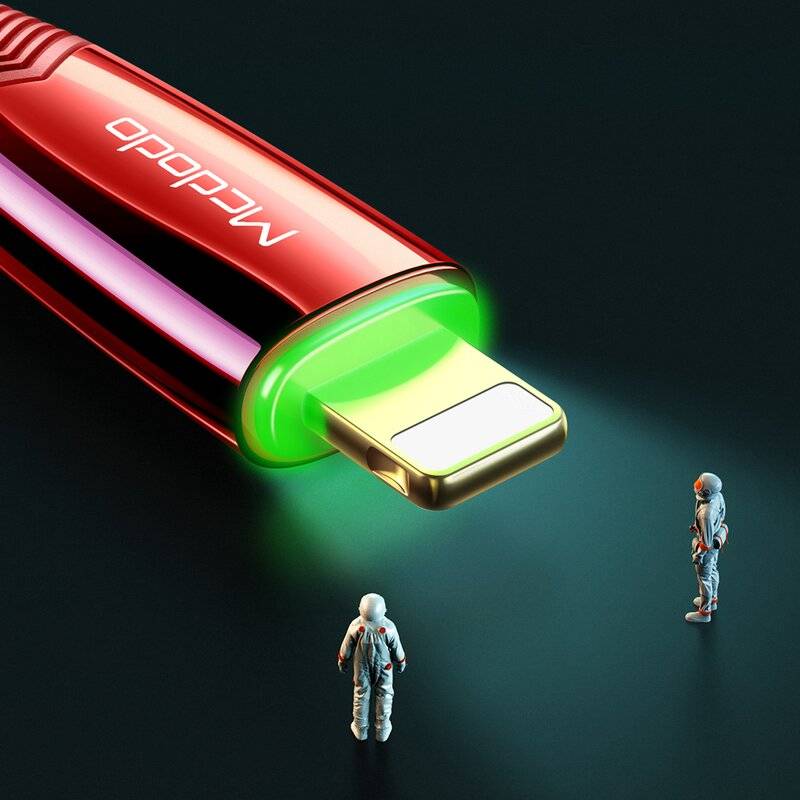 Mcdodo Shark 3A Lightning Ladekabel Nylon Bruchsicher Datenkabel Schnell Ladegerät Fast Charge für iPhone 1.8m rot