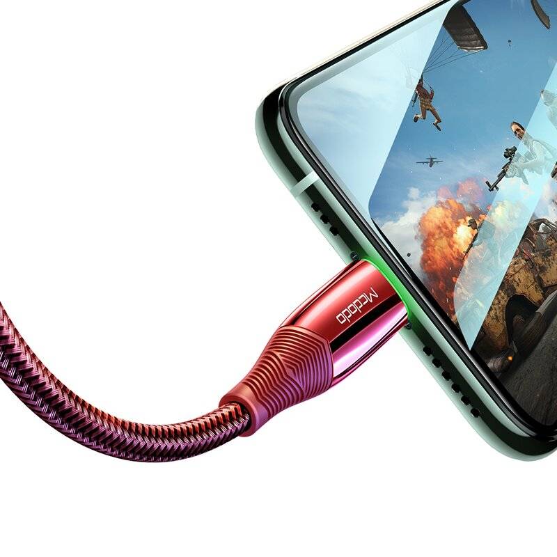 Mcdodo Shark 3A Lightning Ladekabel Nylon Bruchsicher Datenkabel Schnell Ladegerät Fast Charge für iPhone 1.8m rot