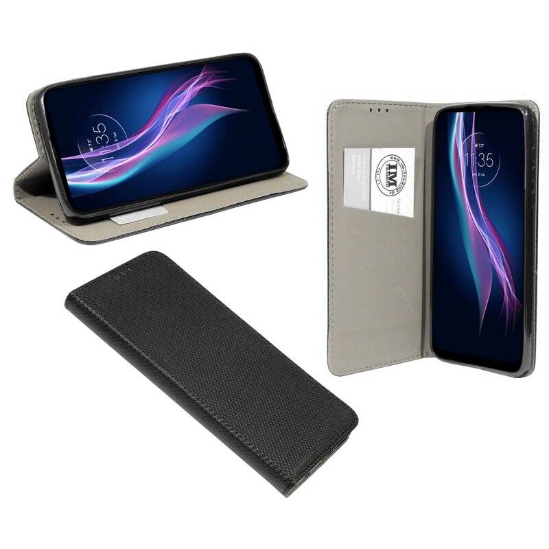 Elegante Buch-Tasche Hülle Smart Magnet für MOTOROLA MOTO G PRO Leder Optik Wallet Book-Style Cover Schale in Schwarz