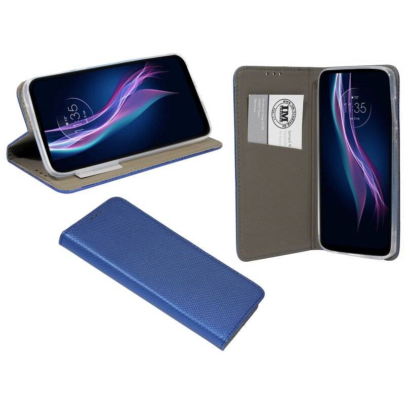 Elegante Buch-Tasche Hülle Smart Magnet für MOTOROLA MOTO G PRO Leder Optik Wallet Book-Style Cover Schale in Blau