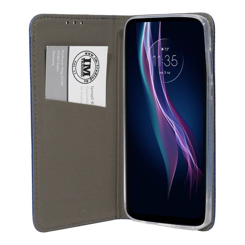 Elegante Buch-Tasche Hülle Smart Magnet für MOTOROLA MOTO G PRO Leder Optik Wallet Book-Style Cover Schale in Blau
