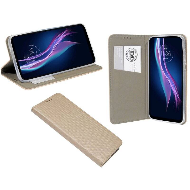 Elegante Buch-Tasche Hülle Smart Magnet für MOTOROLA MOTO G PRO Leder Optik Wallet Book-Style Cover Schale in Gold