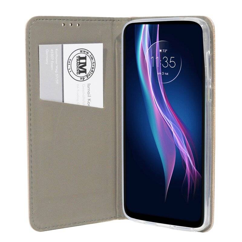 Elegante Buch-Tasche Hülle Smart Magnet für MOTOROLA MOTO G PRO Leder Optik Wallet Book-Style Cover Schale in Gold