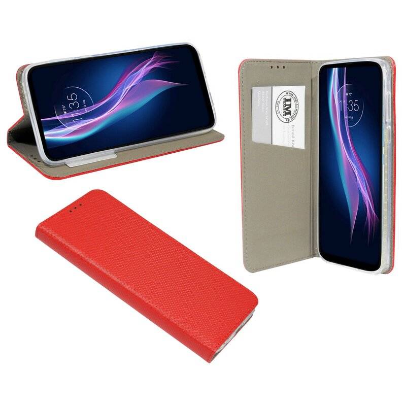 Elegante Buch-Tasche Hülle Smart Magnet für MOTOROLA MOTO G PRO Leder Optik Wallet Book-Style Cover Schale in Rot