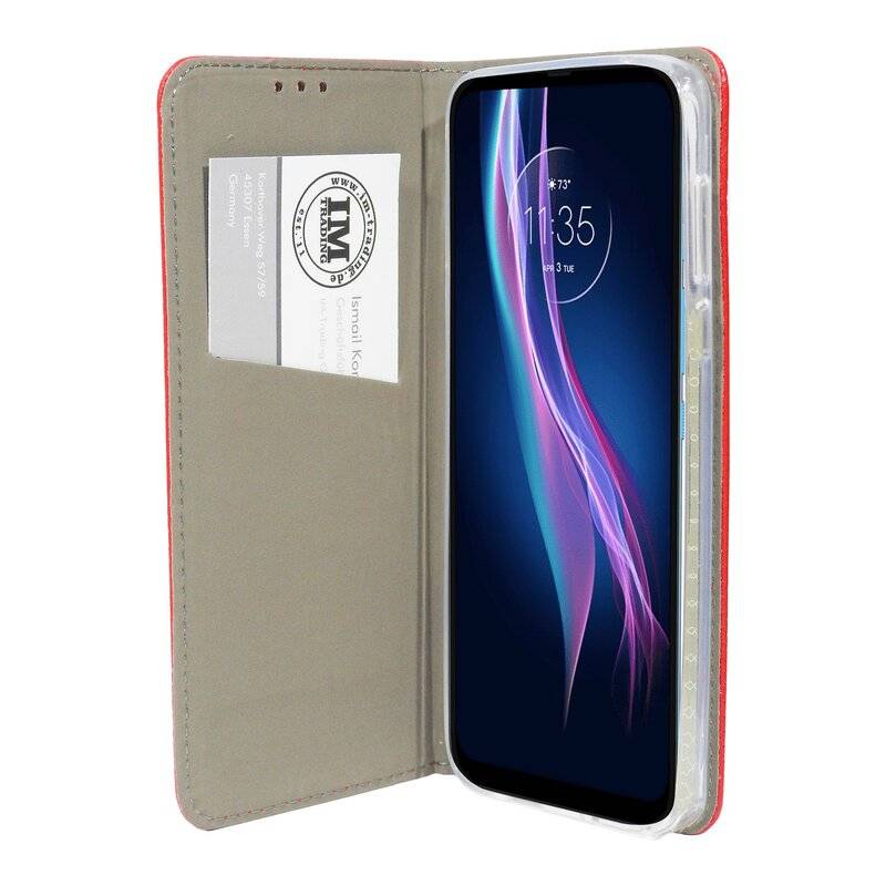 Elegante Buch-Tasche Hülle Smart Magnet für MOTOROLA MOTO G PRO Leder Optik Wallet Book-Style Cover Schale in Rot