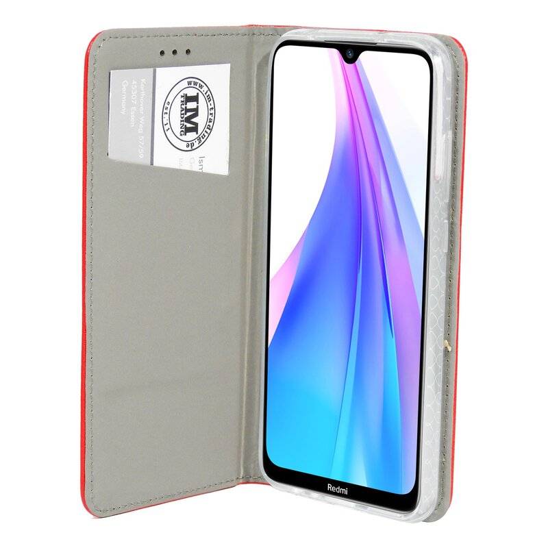 Elegante Buch-Tasche Hülle Smart Magnet für XIAOMI REDMI NOTE 8T Leder Optik Wallet Book-Style Cover Schale in Rot