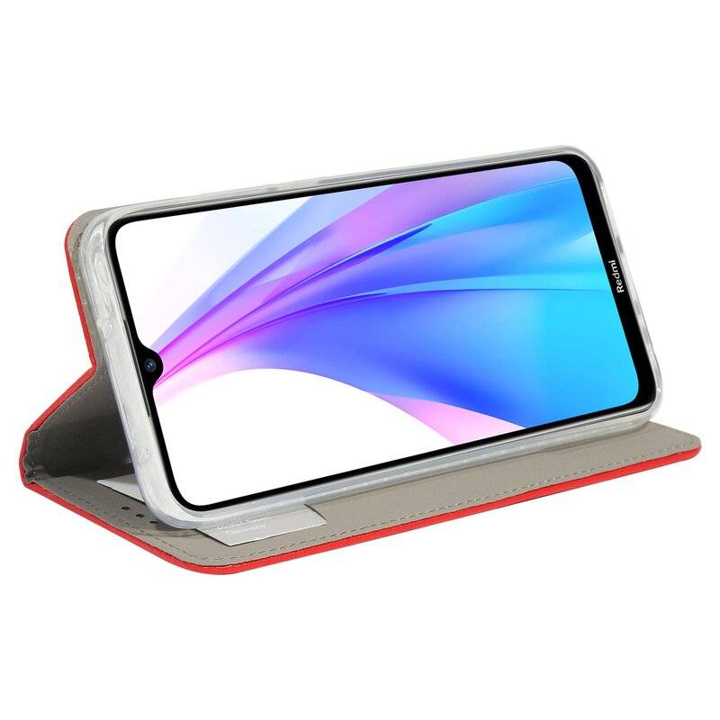 Elegante Buch-Tasche Hülle Smart Magnet für XIAOMI REDMI NOTE 8T Leder Optik Wallet Book-Style Cover Schale in Rot