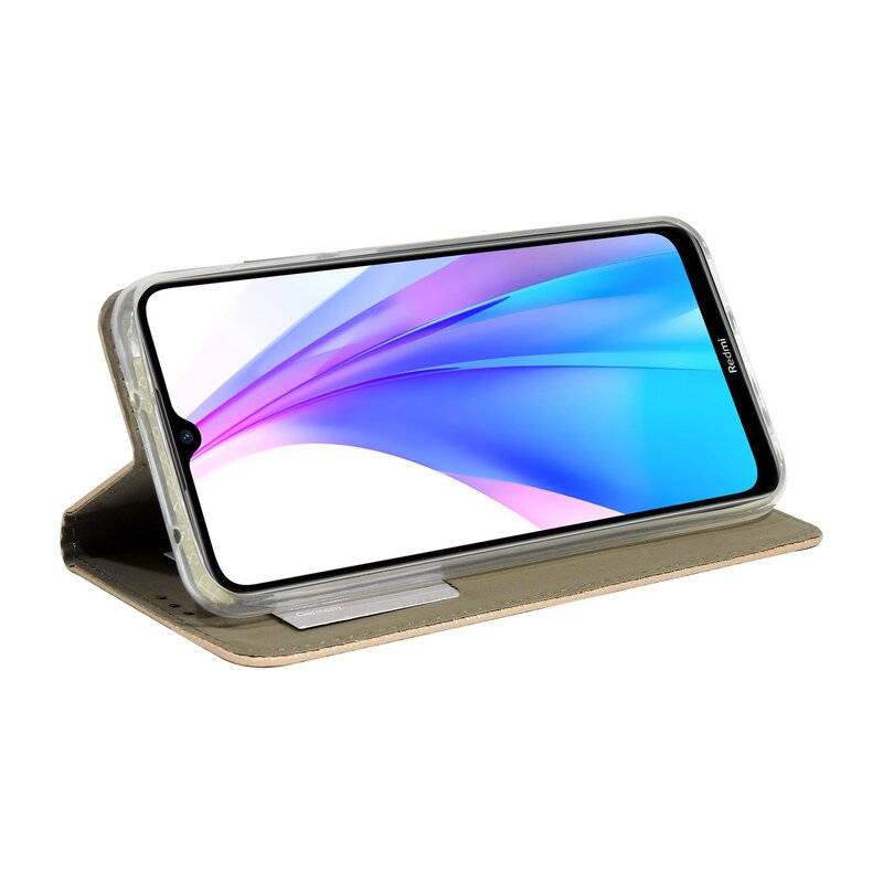 Elegante Buch-Tasche Hülle Smart Magnet für XIAOMI REDMI NOTE 8T Leder Optik Wallet Book-Style Cover Schale in Gold