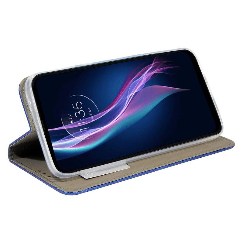 Elegante Buch-Tasche Hülle Smart Magnet für MOTOROLA MOTO ONE FUSION+ Leder Optik Wallet Book-Style Cover Schale Blau