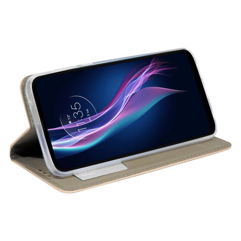 Elegante Buch-Tasche Hülle Smart Magnet für MOTOROLA MOTO ONE FUSION+ Leder Optik Wallet Book-Style Cover Schale Gold