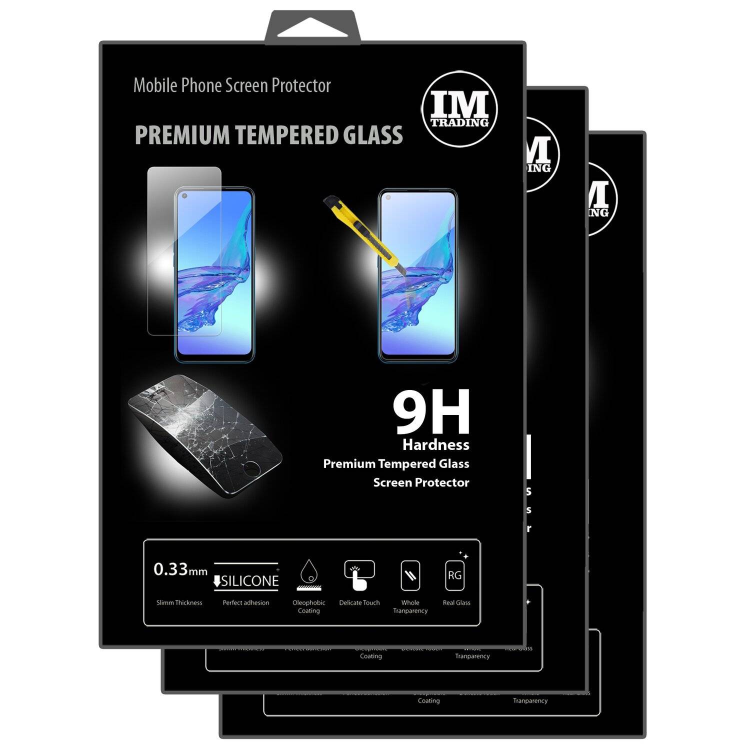 3X Schutz Schutz Glas 9H Tempered Glass Display Schutz Folie Display Glas Screen Protector für Oppo A32