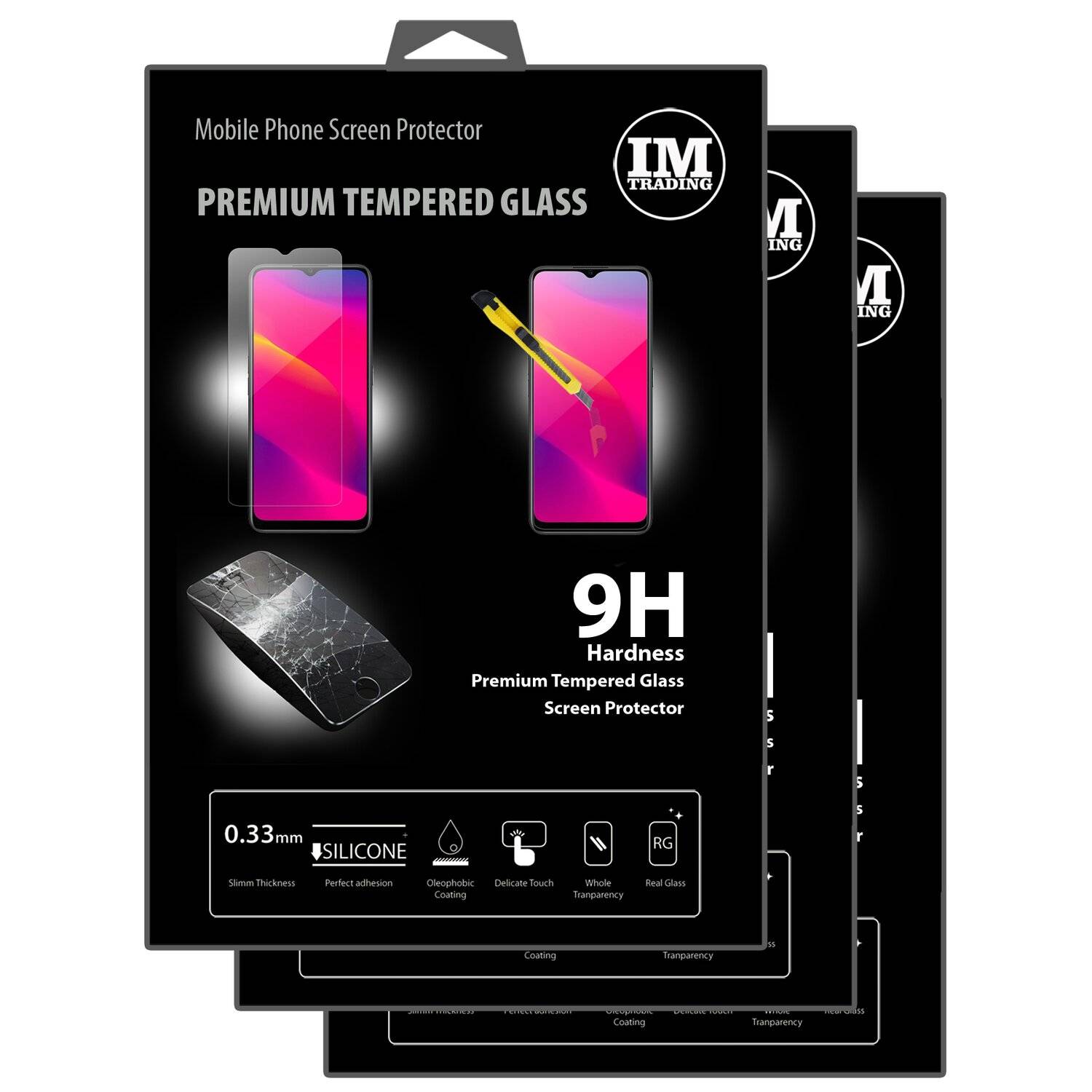 3X Schutz Schutz Glas 9H Tempered Glass Display Schutz Folie Display Glas Screen Protector für Oppo A5 (2020)