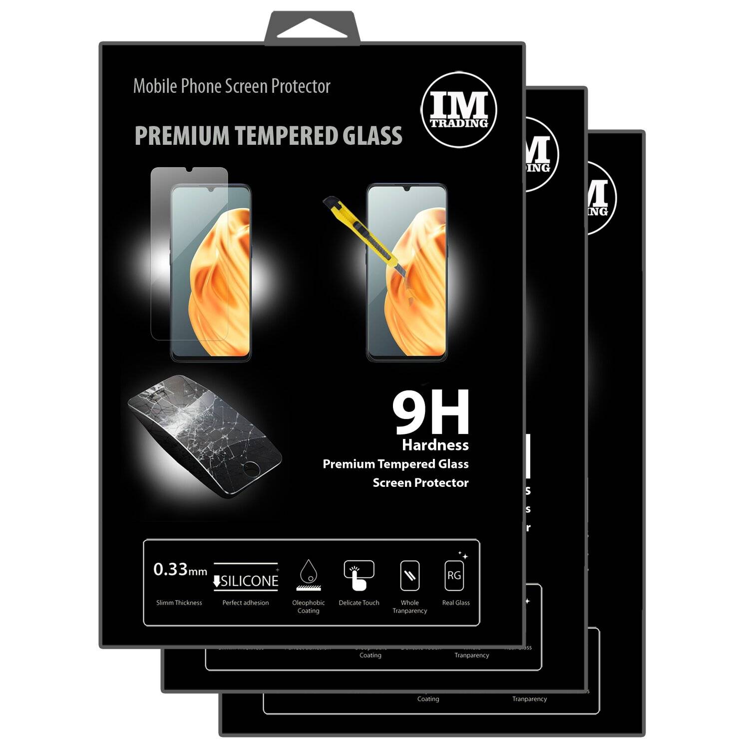 3X Schutz Schutz Glas 9H Tempered Glass Display Schutz Folie Display Glas Screen Protector für Oppo A91