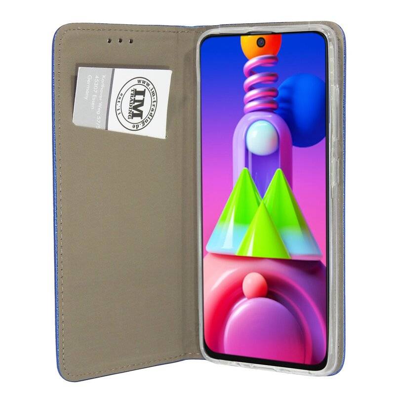 Buchtasche "Smart" für SAMSUNG GALAXY M51 ( M515F ) Handyhülle Schutzhülle mit Standfunktion, Kartenfach Blau
