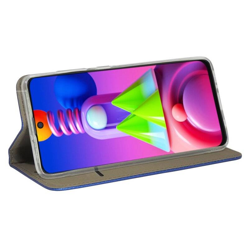 Buchtasche "Smart" für SAMSUNG GALAXY M51 ( M515F ) Handyhülle Schutzhülle mit Standfunktion, Kartenfach Blau