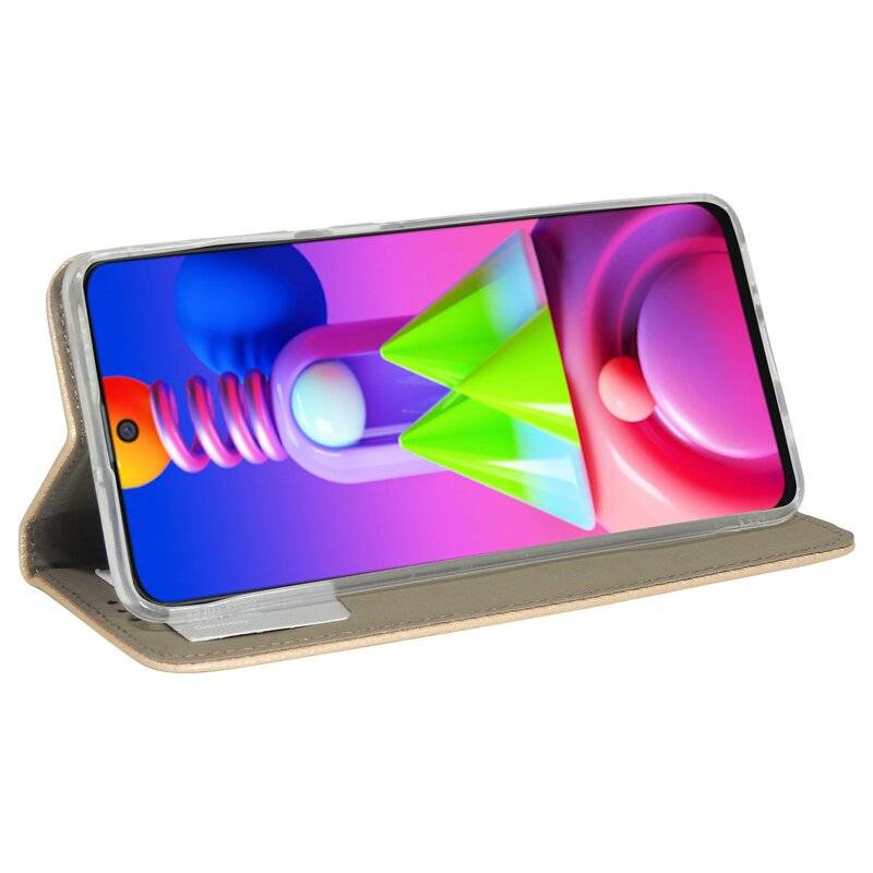 Buchtasche "Smart" für SAMSUNG GALAXY M51 ( M515F ) Handyhülle Schutzhülle mit Standfunktion, Kartenfach Gold