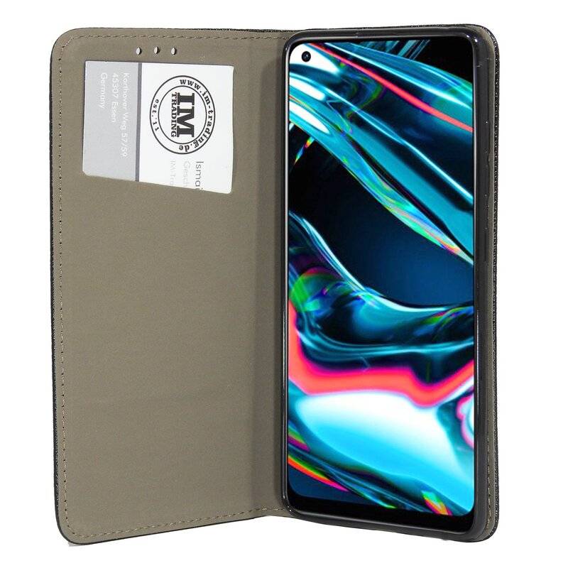 Buchtasche "Smart" für REALME 7 PRO Handyhülle Etui Brieftasche Schutzhülle mit Standfunktion, Kartenfach Schwarz