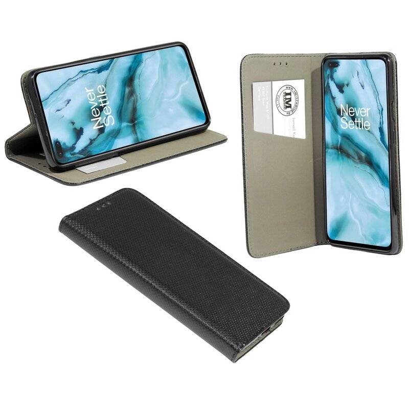 Buchtasche "Smart" für OnePlus Nord Handyhülle Etui Brieftasche Schutzhülle mit Standfunktion, Kartenfach Schwarz