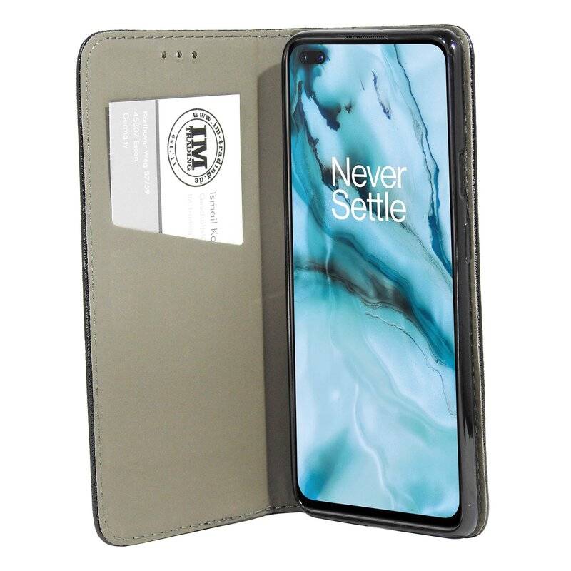 Buchtasche "Smart" für OnePlus Nord Handyhülle Etui Brieftasche Schutzhülle mit Standfunktion, Kartenfach Schwarz