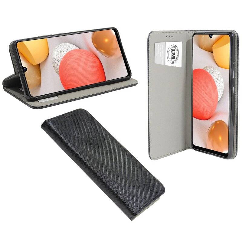 Buchtasche "Smart" für SAMSUNG GALAXY A42 5G Handyhülle Schutzhülle mit Standfunktion, Kartenfach Schwarz